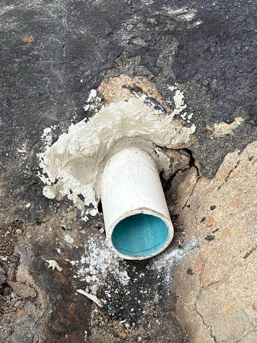 A drain pipe outlet showing the new liner inside after a point repair