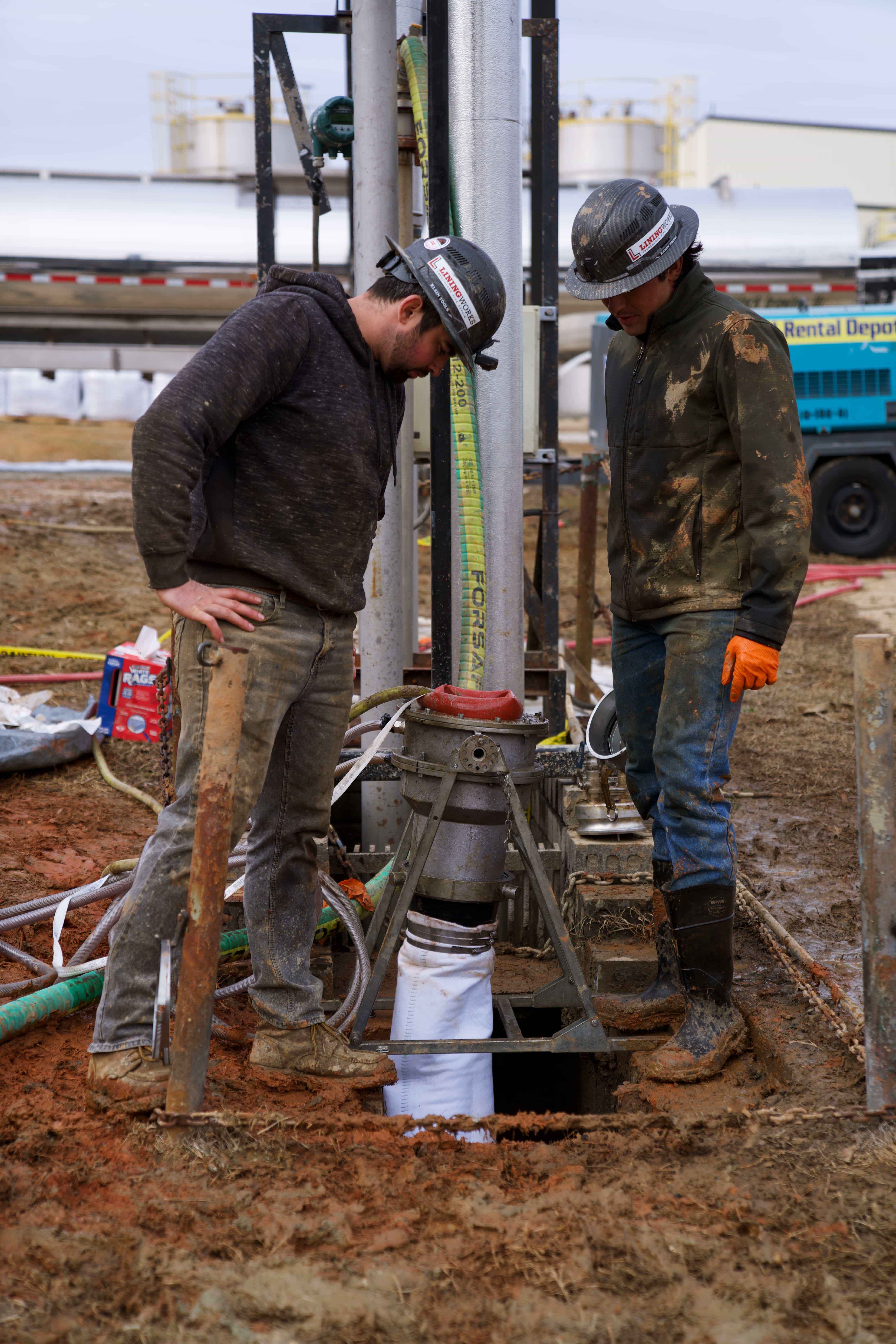 LiningWorks crew trenchless pipe repair installation