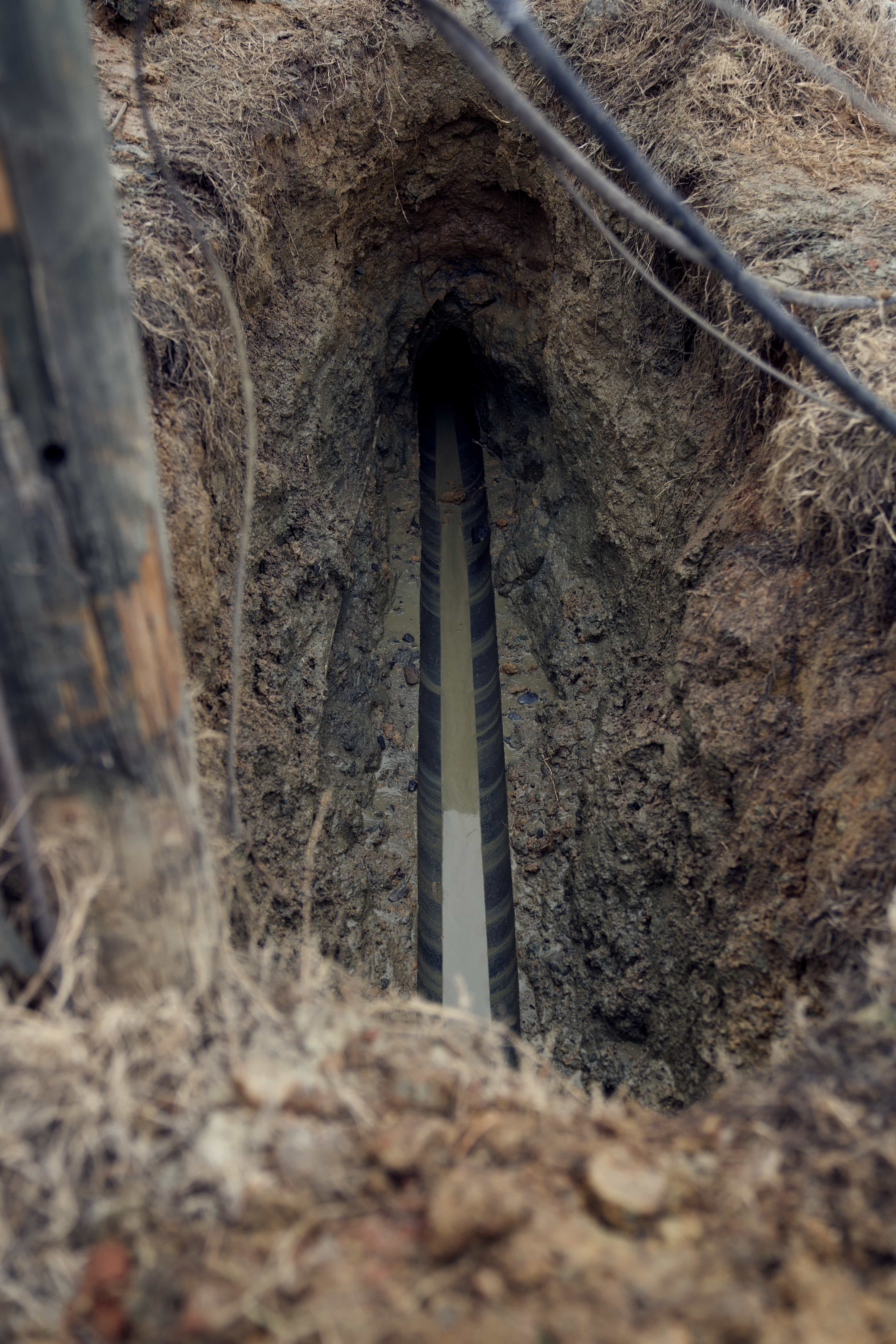 LiningWorks excavated sewer pipe before lining