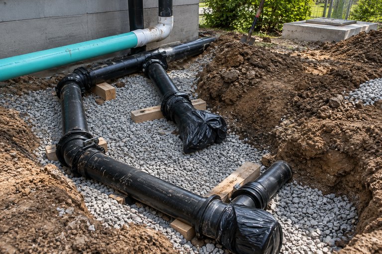 LiningWorks installing underground sewer pipe during a multifamily trenchless repair.